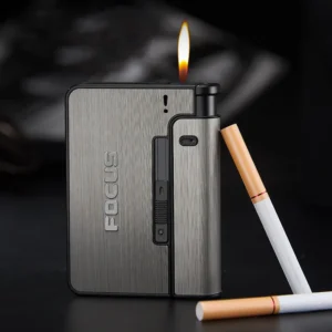 Caixa de cigarro automático de metal caixas de cigarro 10pcs capacidade de cigarro pode montar mais leve ferramenta gadget men agradável presente dropshipping - Imagem 2