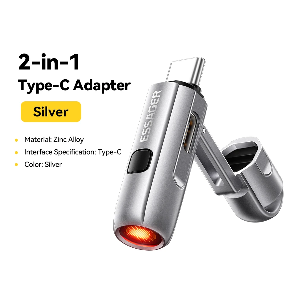 Isqueiro Mini Portátil 2 em 1 Tipo-C Essager com Função de Sopro de Ar Adaptador USB-C para Segurança ao Ar Livre - Imagem 7