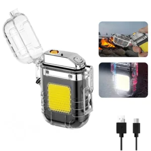 Isqueiro Elétrico Recarregável USB Portátil com Luz LED para Viagem, Acampamento e Emergência - Imagem 4
