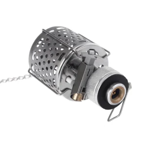 Mochila mini lanterna de acampamento portátil luz de gás tenda lâmpada tocha pendurada lâmpada de metal-chaminé butano 80lux piezo mais leve - Imagem 5