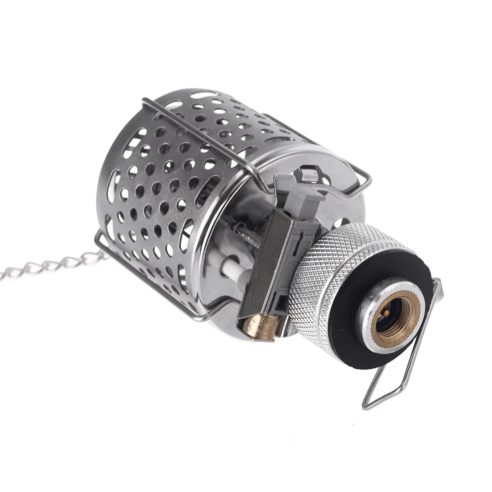 Mochila mini lanterna de acampamento portátil luz de gás tenda lâmpada tocha pendurada lâmpada de metal-chaminé butano 80lux piezo mais leve - Imagem 5