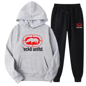 Ecko Unltd. Conjunto de duas peças com capuz e corredores com logotipo de rinoceronte Urban Street Fashion Casual Athletic Wear - Imagem 2