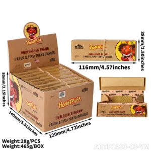 Natural Unrefined Brown Filter Tips 50 leaves/Booklets Accessories for Smoking - Imagem 2
