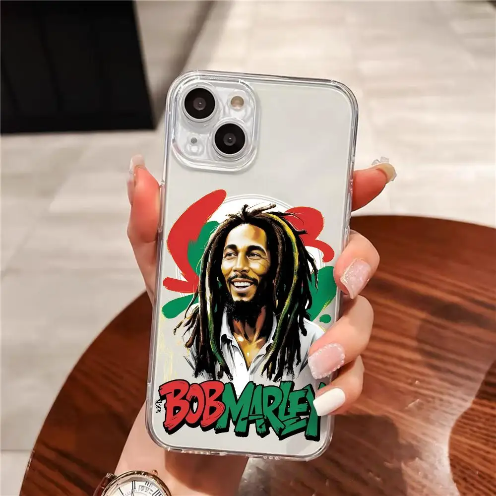 Jamaica Bob M-Marley Lion Phone Case For iPhone 17 16 15 14 13 12 Pro Max Plus Magnetic Clear Case Slim Wireless Charging - Imagem 1
