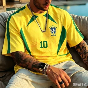 Nova Camisa de Futebol Clássica Brasil 2026 Masculina Amarela e Verde com Design de Secagem Rápida para Entusiastas de Futebol