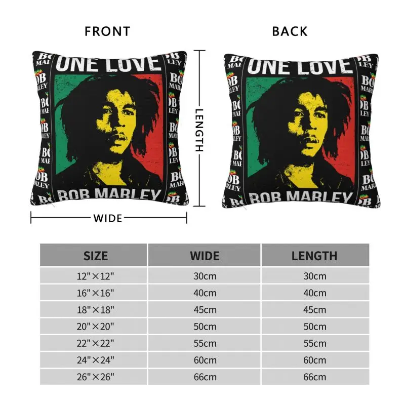 Custom Jamaica Reggae Rock Bob Marley Pillow Bedroom Decoration Modern Outdoor Cushions Square Pillowcase - Imagem 6