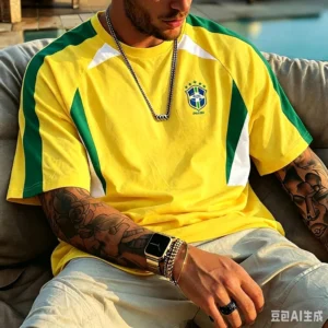 Nova Camisa de Futebol Clássica Brasil 2026 Masculina Amarela e Verde com Design de Secagem Rápida para Entusiastas de Futebol - Imagem 5