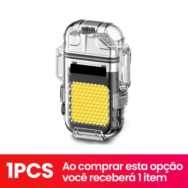 Isqueiro Elétrico Recarregável via USB Portátil com Luz LED Ideal para Viagens Acampamentos e Situações de Emergência