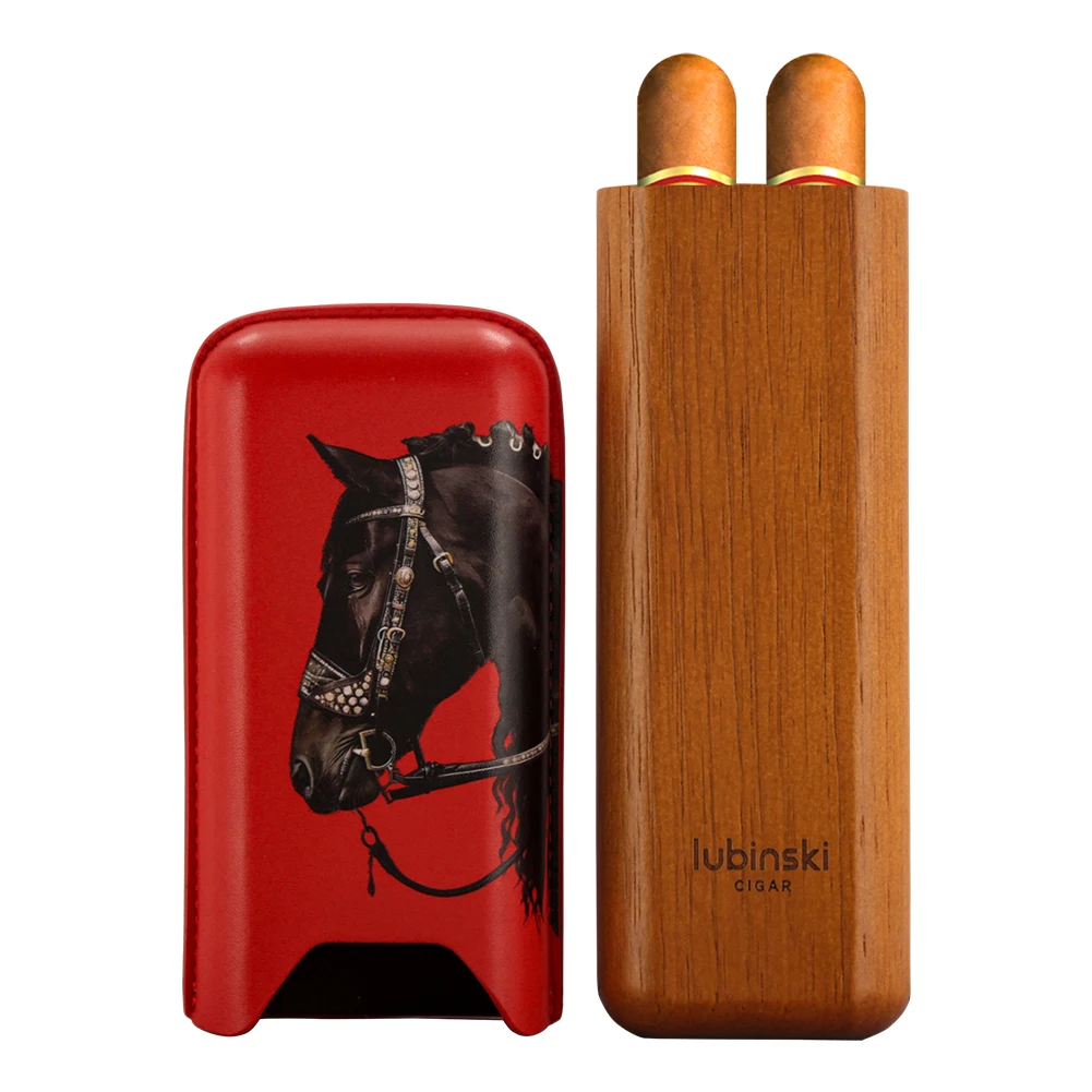 LUBINSKI Genuine Leather Cigar Case Travel 2026 Horse Pattern Storage Bag Cigarro Case For Cigars - Imagem 3