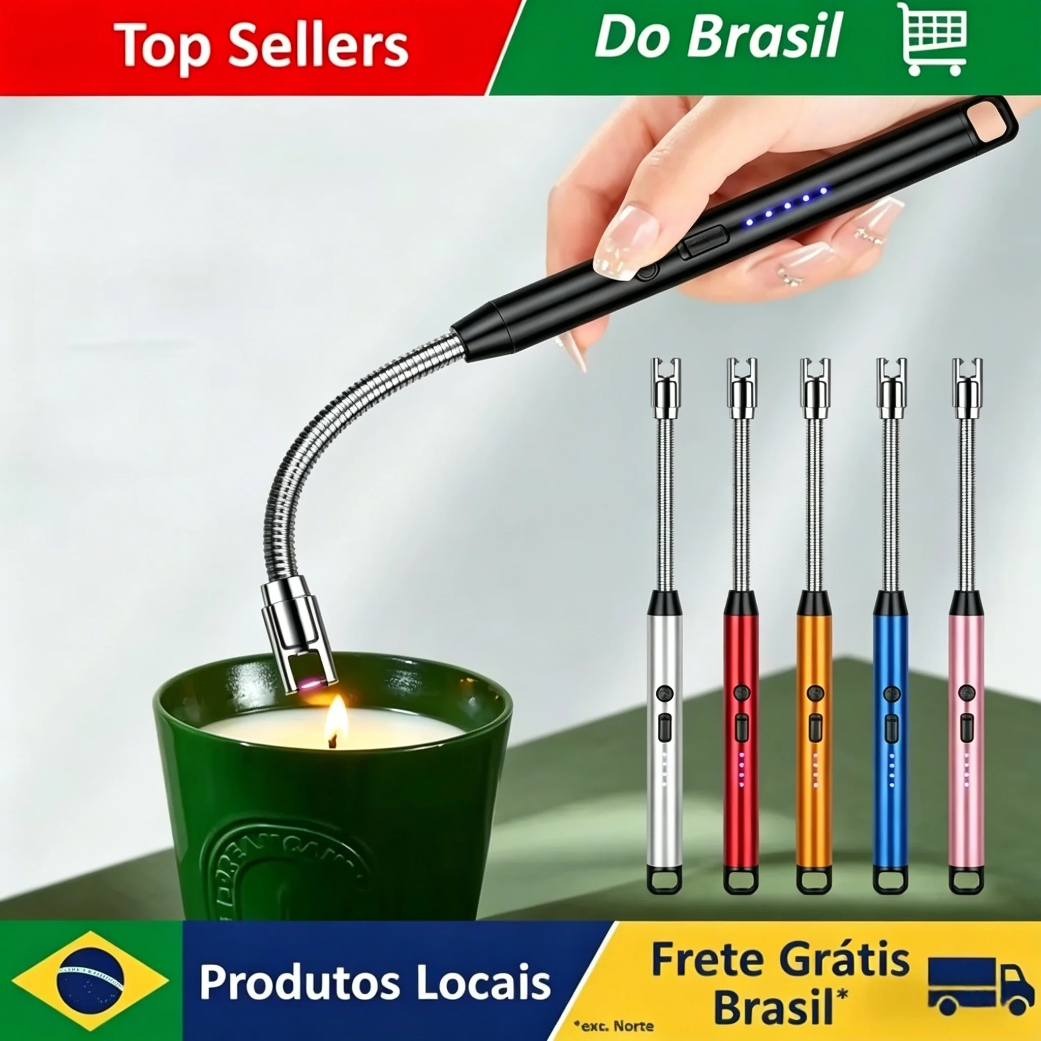 Isqueiro Elétrico Criativo com Ignição por Pulso Eletrônico, Recarregável, à Prova de Vento, de Longo Alcance, para Uso Doméstico, Cozinha e Exterior - Imagem 1
