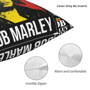 Custom Jamaica Reggae Rock Bob Marley Pillow Bedroom Decoration Modern Outdoor Cushions Square Pillowcase - Imagem 3