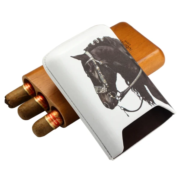 LUBINSKI Genuine Leather Cigar Case Travel 2026 Horse Pattern Storage Bag Cigarro Case For Cigars