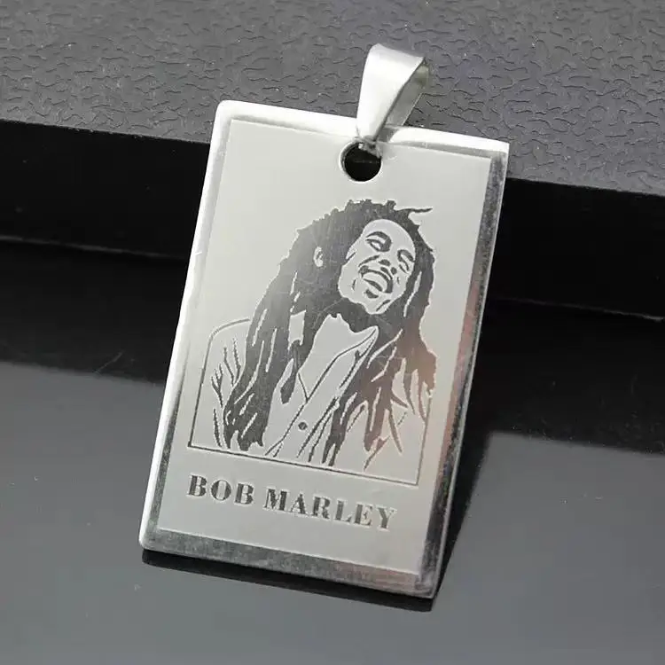 Hip-Hop Reggae Bob Marley Pendant Necklace Stainless Steel Chain Jewelry for Men Women Party Gift - Imagem 3