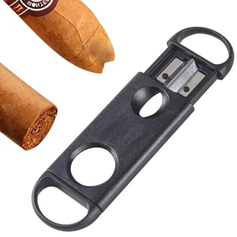 Portable Stainless Steel Cigar Cutter V Shape Blade Cigarro Knife Hole Opener Cigarrera Cutting Tool Dual Use Accessories - Imagem 1