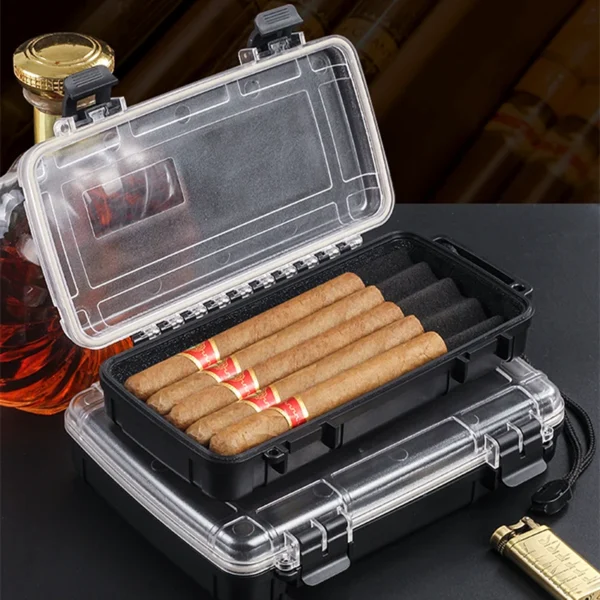 DEJAYA ABS Cigar Humidor Box Waterproof Cigarettes Case Portable 5PCS Cigarro Avaliable Storage Smoking Accesoires