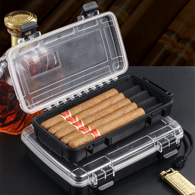 DEJAYA ABS Cigar Humidor Box Waterproof Cigarettes Case Portable 5PCS Cigarro Avaliable Storage Smoking Accesoires - Imagem 1