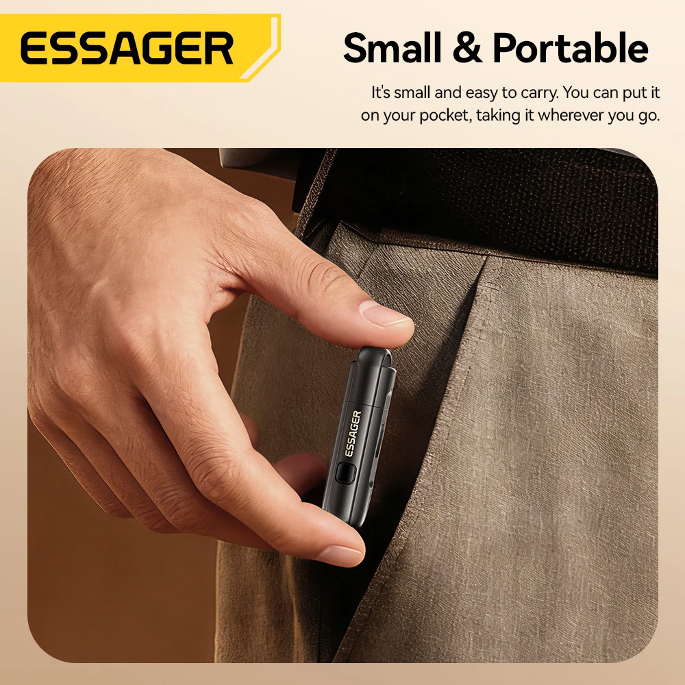 Isqueiro Mini Portátil 2 em 1 Tipo-C Essager com Função de Sopro de Ar Adaptador USB-C para Segurança ao Ar Livre - Imagem 5