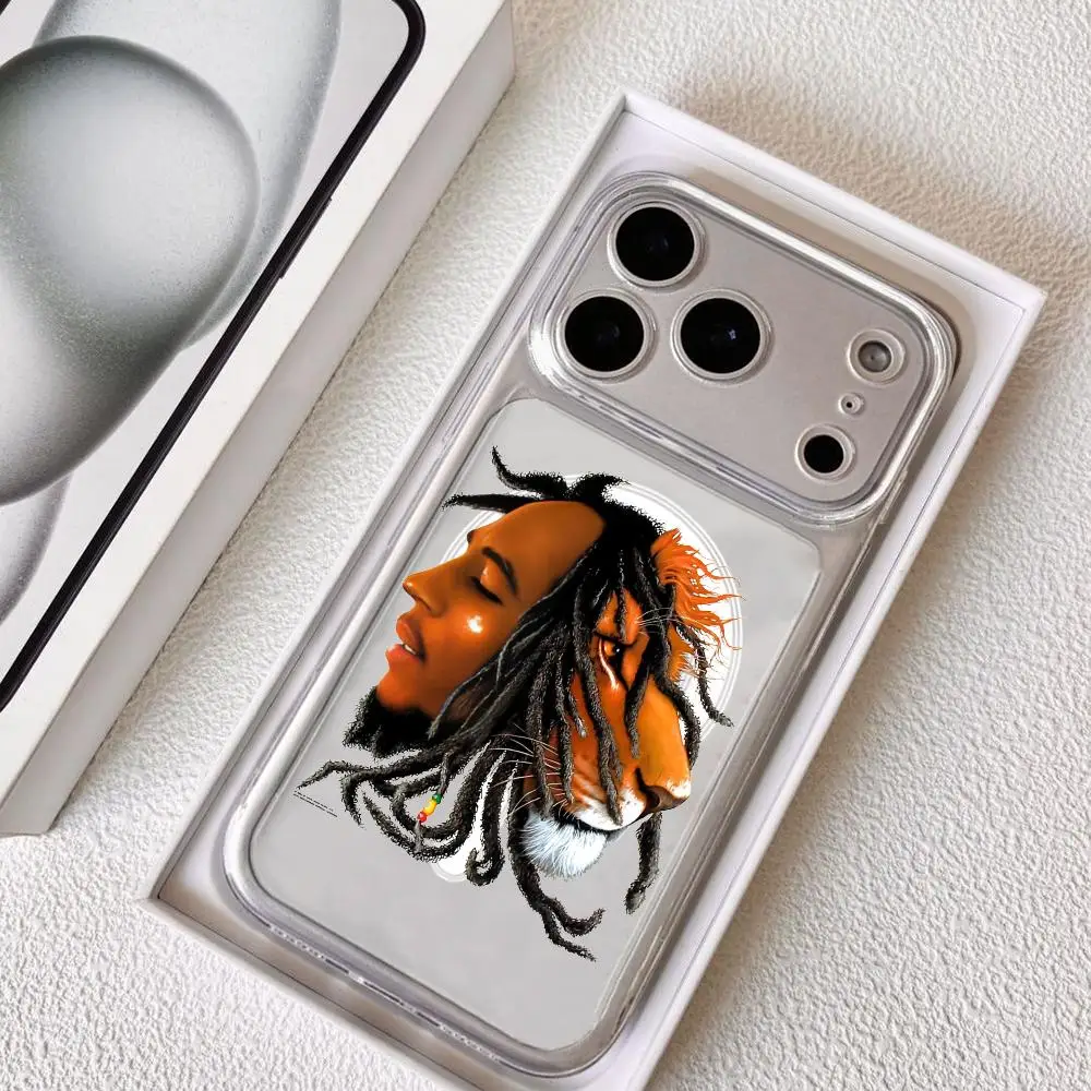 Jamaica Bob M-Marley Lion Phone Case For iPhone 17 16 15 14 13 12 Pro Max Plus Magnetic Clear Case Slim Wireless Charging - Imagem 6