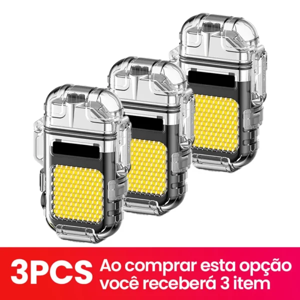 Isqueiro Elétrico Recarregável Usb Portátil Com Luz Led Para Viagem Acampamento Emergência