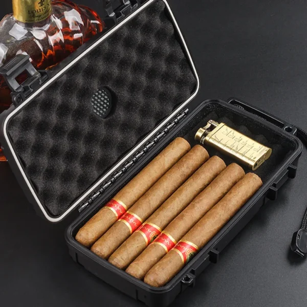 DEJAYA ABS Cigar Humidor Box Waterproof Cigarettes Case Portable 5PCS Cigarro Avaliable Storage Smoking Accesoires