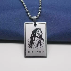 Hip-Hop Reggae Bob Marley Pendant Necklace Stainless Steel Chain Jewelry for Men Women Party Gift - Imagem 1