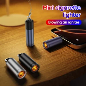 Tipo-c isqueiro móvel ventilador de ar isqueiro de segurança ao ar livre portátil mini artefato de iluminação de cigarro