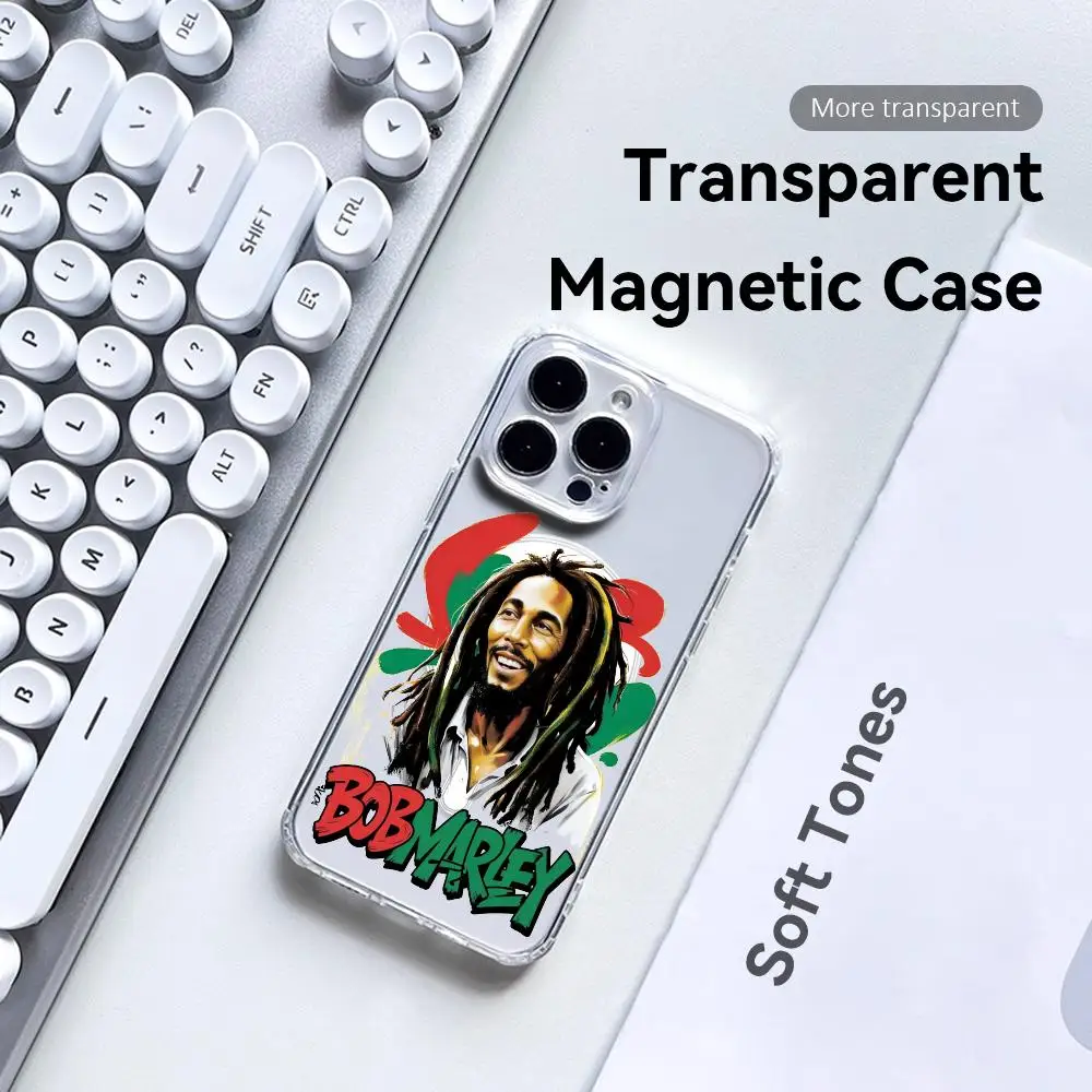 Jamaica Bob M-Marley Lion Phone Case For iPhone 17 16 15 14 13 12 Pro Max Plus Magnetic Clear Case Slim Wireless Charging - Imagem 3