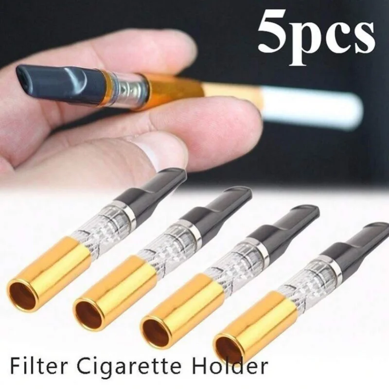 5PCS Reduce Tar Smoke Holder Smoking Accessories Reusable Mouthpiece Tar Filter Oral Care Tobacco Tar Clean Cigarette Holders - Imagem 1