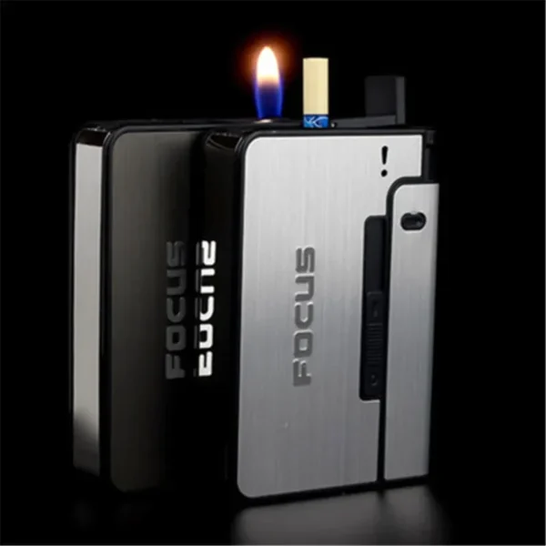 Caixa de cigarro automático de metal caixas de cigarro 10pcs capacidade de cigarro pode montar mais leve ferramenta gadget men agradável presente dropshipping
