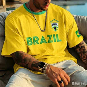 Nova Camisa de Futebol Clássica Brasil 2026 Masculina Amarela e Verde com Design de Secagem Rápida para Entusiastas de Futebol - Imagem 4