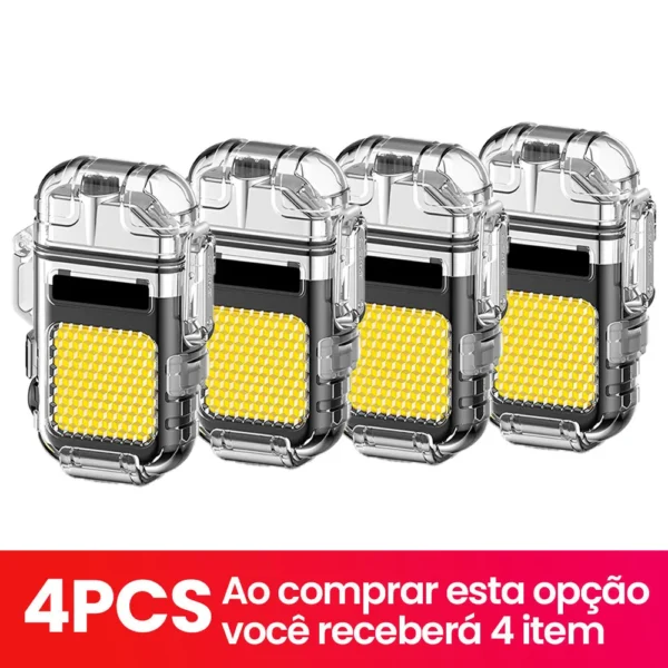 Isqueiro Elétrico Recarregável Usb Portátil Com Luz Led Para Viagem Acampamento Emergência