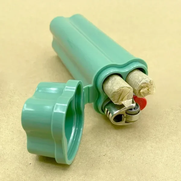 Kit de caixa de cigarro flip-top de uma peça com dois furos, incluindo isqueiro para fácil armazenamento e transportar em torno de acessórios para fumar